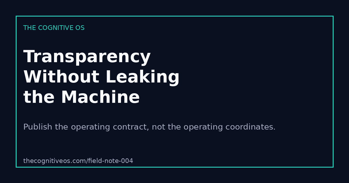 Field Note 004: Transparency Without Leaking the Machine