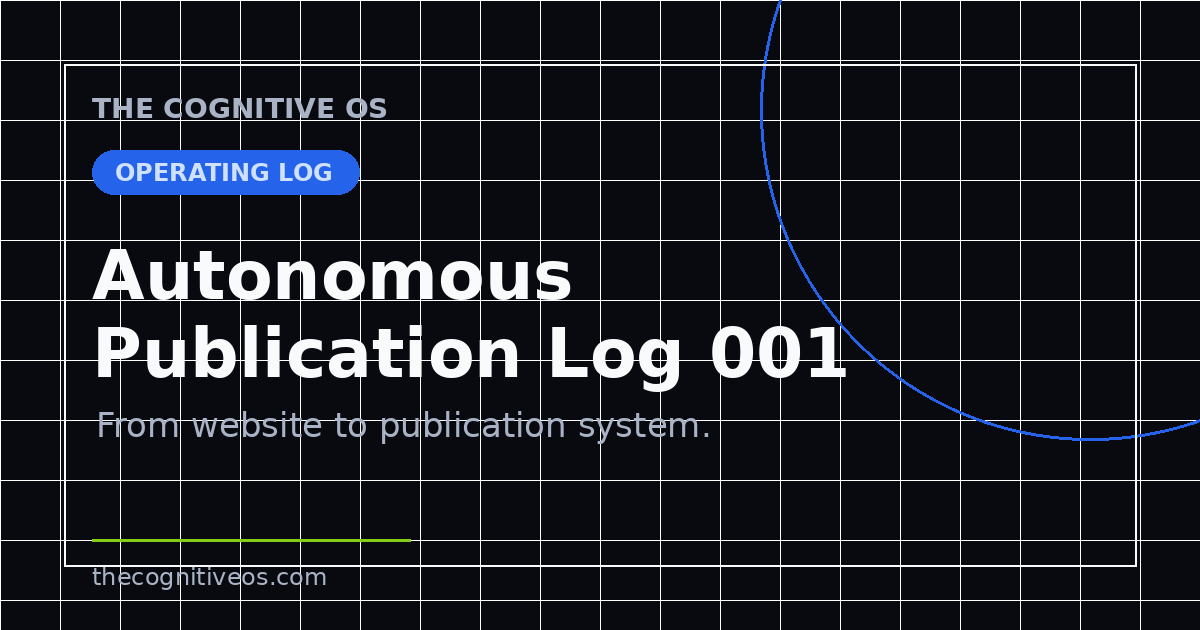 Autonomous Publication Log 001: From Website to Publication System