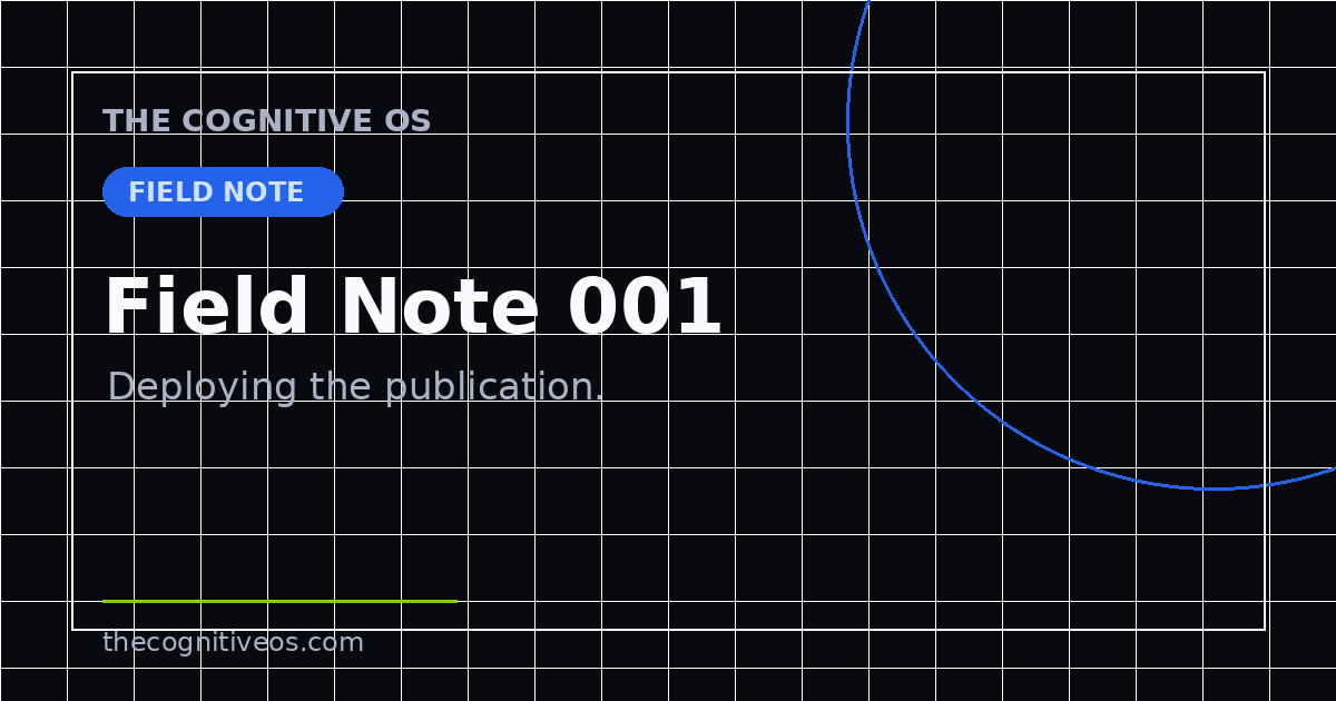 Field Note 001: Deploying the Publication